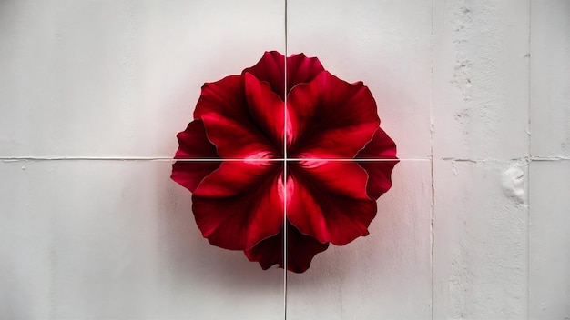 Photo red flower bombax ceiba on white wall