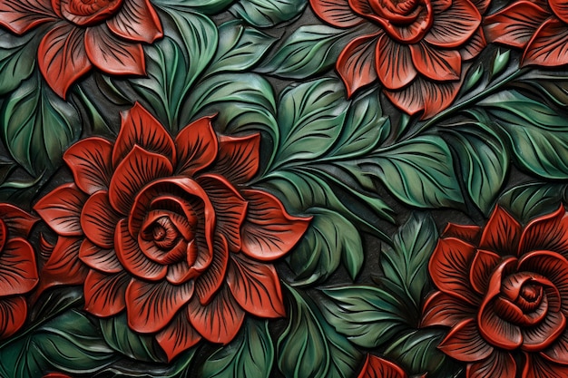 붉은 꽃 화려한 풍부한 식물 예술 고급 Ai 생성
