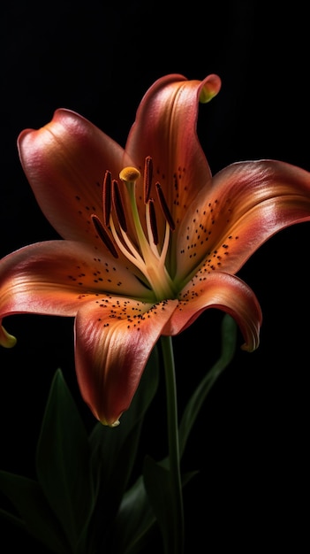 A red flower with a black background