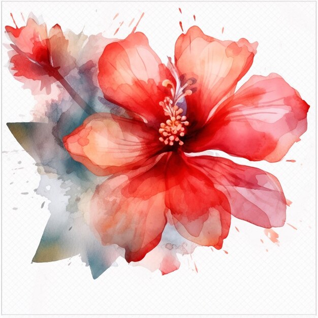 A red flower with a blue background