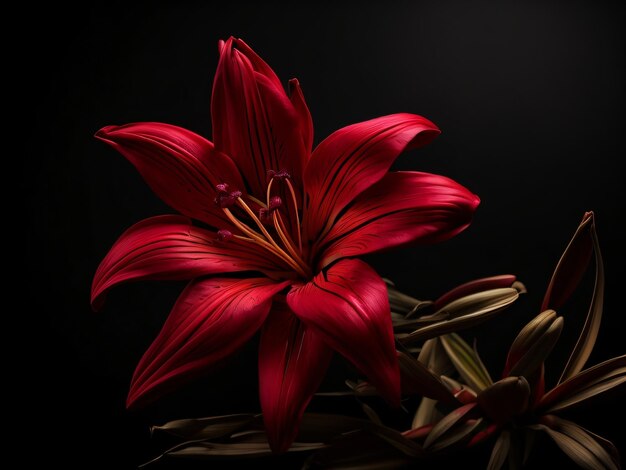 Photo a red flower with a dark background