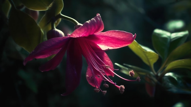 A red flower with a dark background