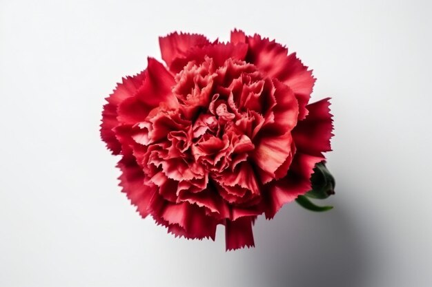 A red flower with a green stem and a red flower on a white background.