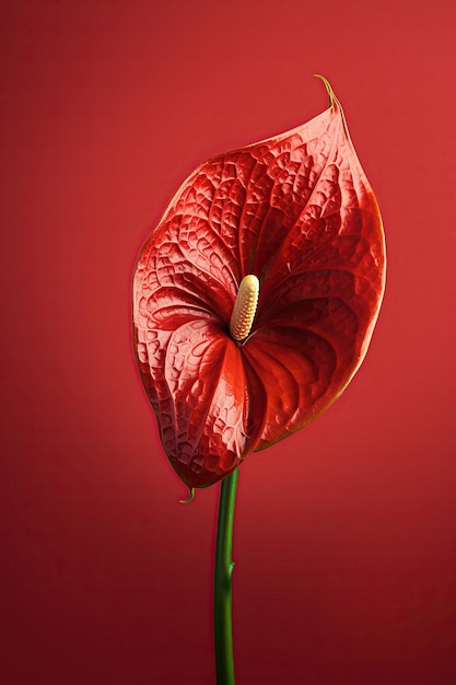 A red flower with a leaf that says'red leaf'on it