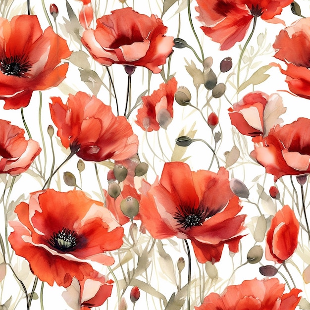 A red flower with leaves and flowers on a white background