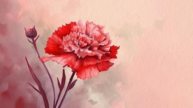 Photo a red flower with a pink background