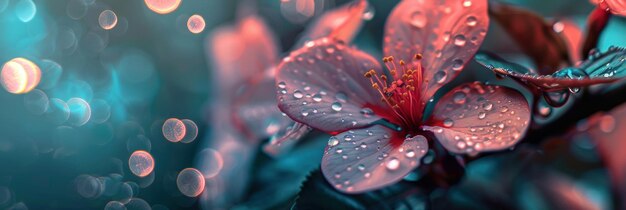 a red flower with water drops on it