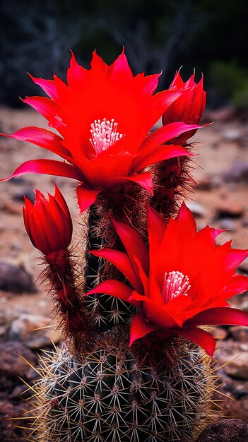 a red flower with white flowers and red flowers