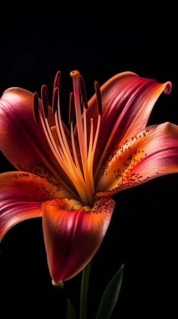 A red flower with the word lily on it