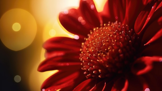 A red flower with a yellow background