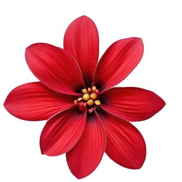 A red flower with a yellow center and the center of the center.