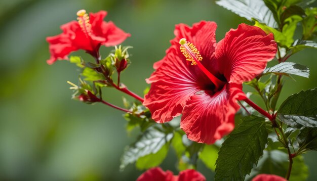 A red flower with a yellow center