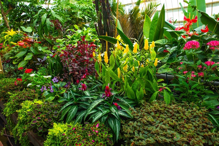 Photo red flowering plants in garden