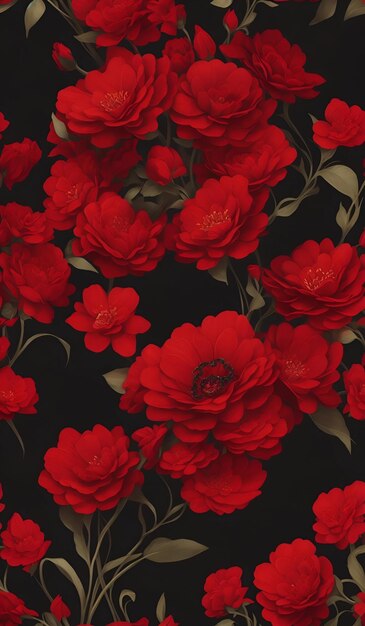 Red flowers on a black background