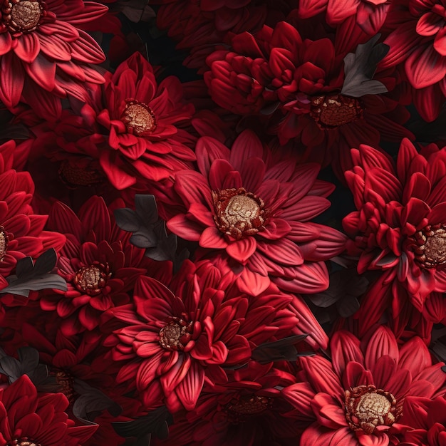 Photo red flowers on a black background