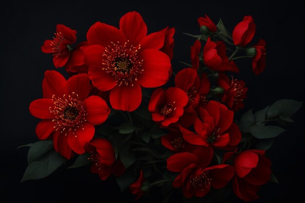 Photo red flowers on a dark background