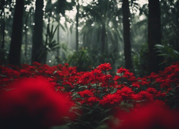 Foto un giardino di fiori rossi