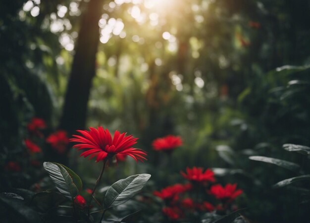 Foto un giardino di fiori rossi