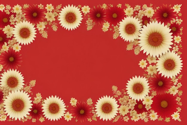 Red Flowers Graphic Design Texture Pattern Presentation Template