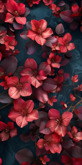 Red flowers and leaves