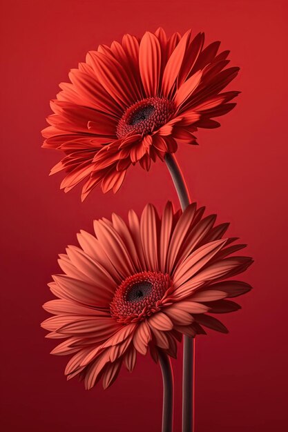 Red flowers on a red background