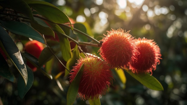 red flowers in the sun