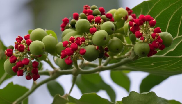 Red flowers on a tree branch