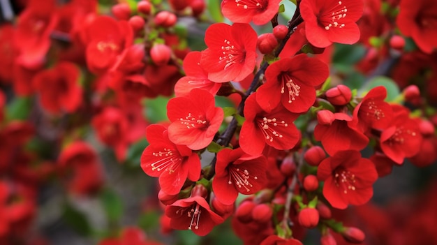 red flowers on a tree