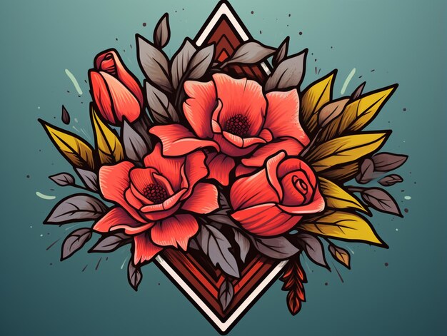 Photo red flowers vector illustration