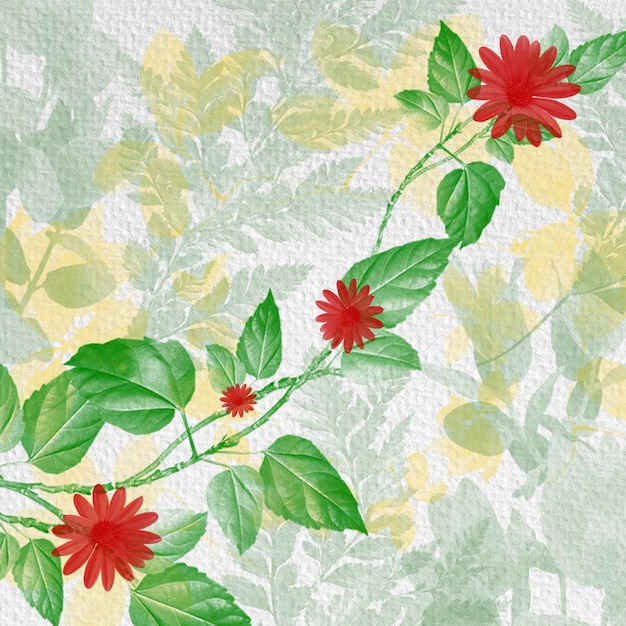 Red Flowers Watercolor seamless patterns