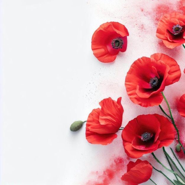 Red flowers on a white background with the word poppy on it