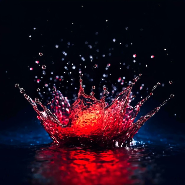 Red fluid splash generated by AI