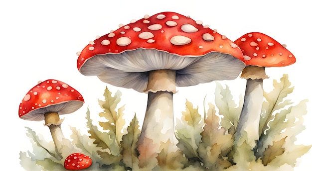 Red fly agaric watercolour