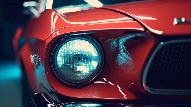 A red ford mustang with the word ford on the front.