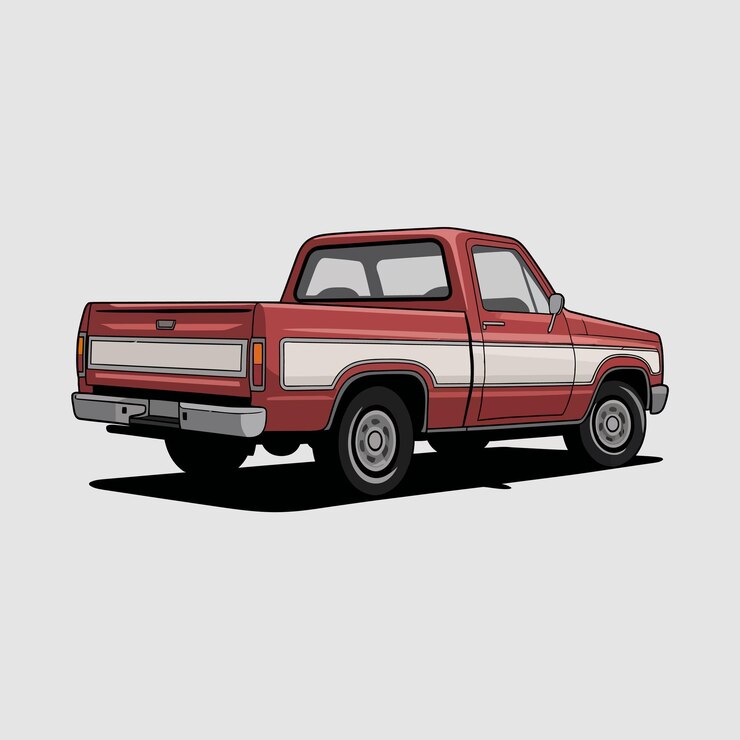Photo a red ford truck with a white stripe on the side