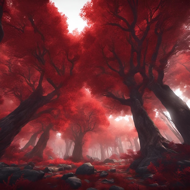 Photo red forest wallpaper