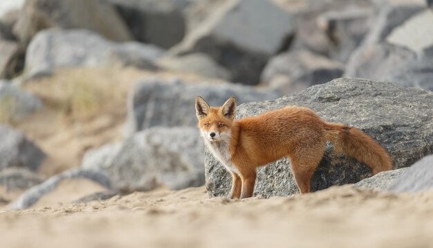 Red fox a beautiful animal in a nature habitat.