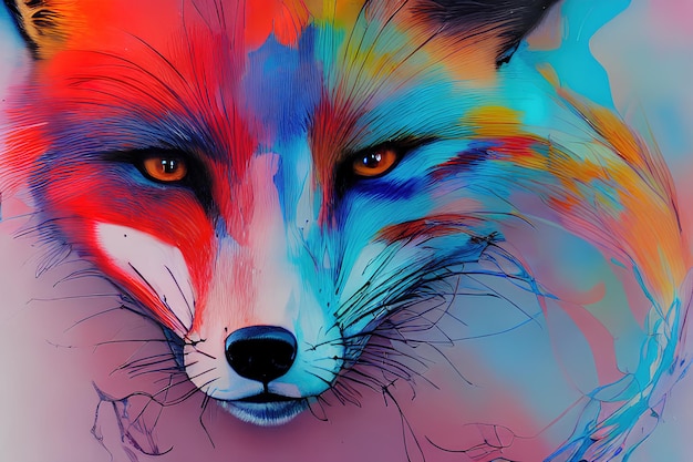 Red fox face color illustration