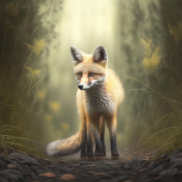 Red Fox in a Forest Generative AI