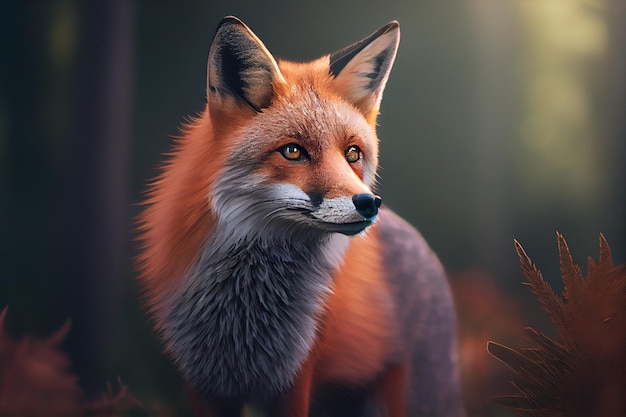 Red fox in the forestgenerative ai