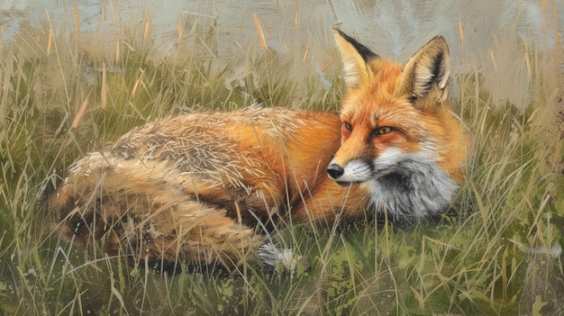 Red fox in the grass