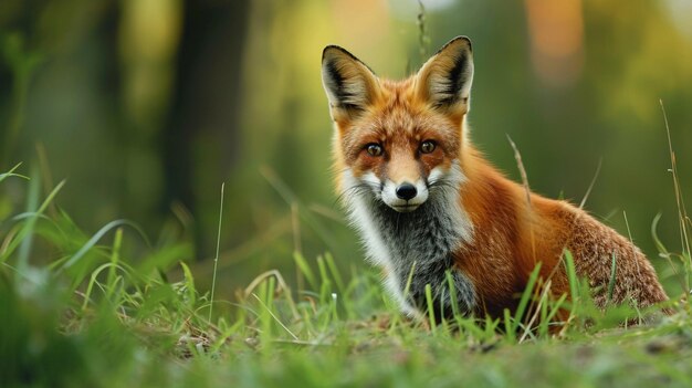 Красная лиса на охоте Vulpes vulpes сцена дикой природы Оранжевое меховое животное в природе AI Generative