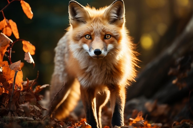 Red Fox Hunting Wildlife Scene Generative AI