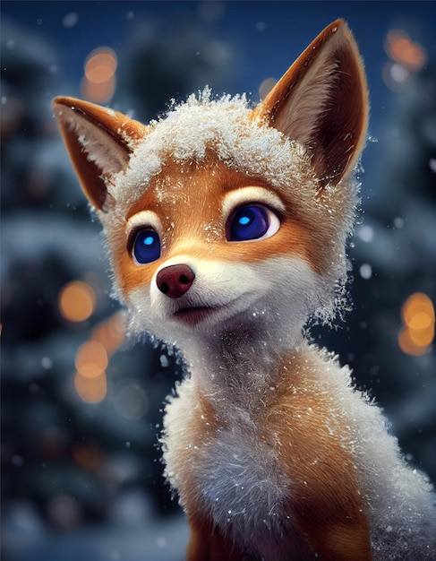 Red fox in the snow AI generative