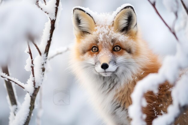 Red Fox in SnowCovered Winter Forest