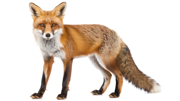 red fox standing on a white background