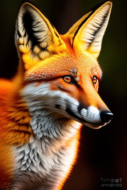 Red fox vulpes vulpes closeup portrait with bokeh in the background digital art