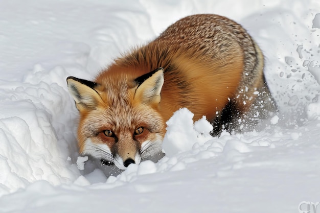 Foto la volpe rossa cammina nella neve