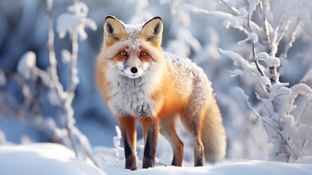 red fox in winter fox