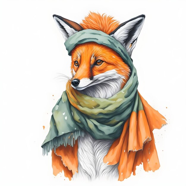 Red fox with scarf